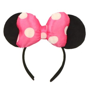 ŚWIECĄCA OPASKA KOKARDKA MYSZKA MINNIE CZARNO RÓŻOWA