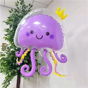 BALON TRANSPARENTNY OŚMIORNICA FIOLETOWA 73X93CM