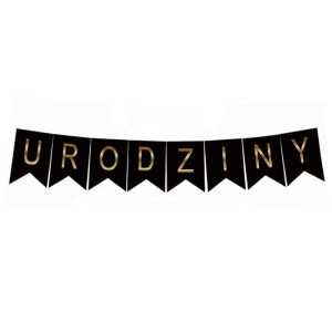 GIRLANDA BANNER URODZINY CZARNO ZŁOTY