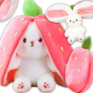 PLUSZAK MASKOTKA KRÓLIK TRUSKAWKA PRZYTULANKA 3W1 25CM