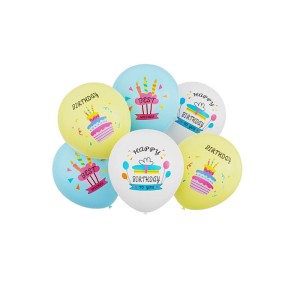 BALONY 30CM HAPPY BIRTHDAY NA URODZINY MIX 6SZT
