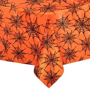OBRUS HALLOWEEN PAJĘCZYNY POMARAŃCZOWO CZARNY 137X274CM
