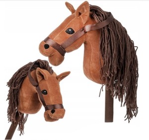 INTERAKTYWNA PLUSZOWA GŁOWA JEDNOROŻCEC NA PATYKU HOBBY HORSE 65CM BRĄZ