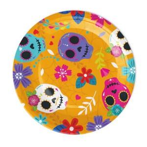TALERZYKI PAPIEROWE MEKSYKAŃSKIE HALLOWEEN 17CM 6SZT
