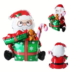 BALON 20"MIKOŁAJ Z PREZENTEM BOŻE NARODZENIE ZIELONY