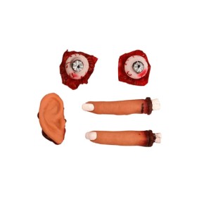 DEKORACJE NA HALLOWEEN ZAKRWAWIONE USZY, OKO, PALCE 5SZT