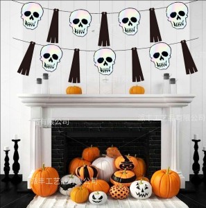 GIRLANDA BANNER CZASZKI HOLOGRAFICZNY 3M NA HALLOWEEN