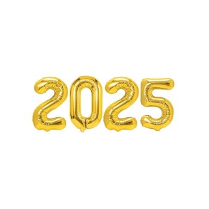 ZESTAW BALONÓW BALONY 32" CYFRY 2025 SYLWESTER ANDRZEJKI NOWY ROK ZŁOTE