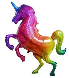 BALON FOLIOWY 24" JEDNOROŻEC TĘCZOWY HOLOGRAFICZNY