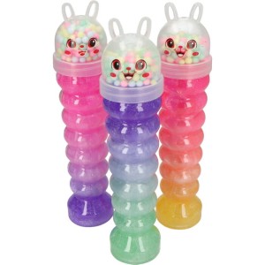 GLUTEK SLIME TĘCZOWY KRÓLIK Z BROKATEM I KULECZKAMI MIX 6SZT