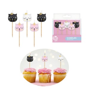 PIKERY ŚWIECZKI NA TORT KOTKI 5SZT