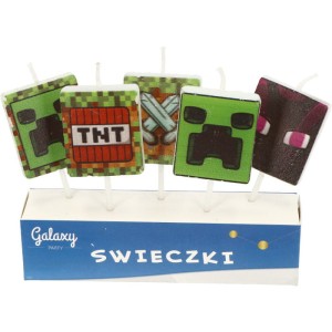ŚWIECZKI URODZINOWE PIXEL TNT MINECRAFT 5 SZT