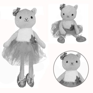 MASKOTKA PLUSZOWA KOTEK KICIA BALETNICA SZARA 40CM