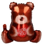 BALON FOLIOWY 18" MIŚ BRĄZOWY I LOVE YOU NA WALENTYNKI LUZ