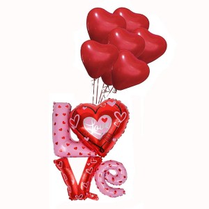 ZESTAW BALONÓW LOVE SERCA NA WALENTYNKI 9SZT