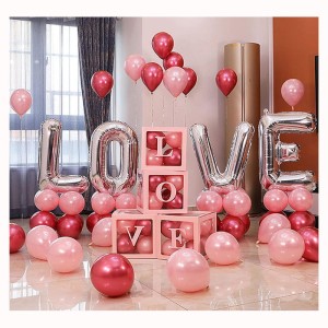 ZESTAW BALONÓW LOVE 32" BORDOWO SREBRNE NA WALENTYNKI 84SZT