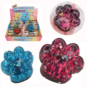 GNIOTEK SQUISHY ANTYSTRESOWY KOCIA ŁAPKA Z BROKATEM MIX 20SZT