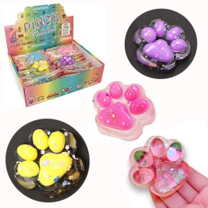 ŚWIECĄCY GNIOTEK SQUISHY ANTYSTRESOWY KOCIA ŁAPKA MIX 24SZT