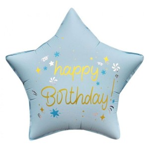 BALON FOLIOWY 18" GWIAZDA HAPPY BIRTHDAY NIEBIESKA