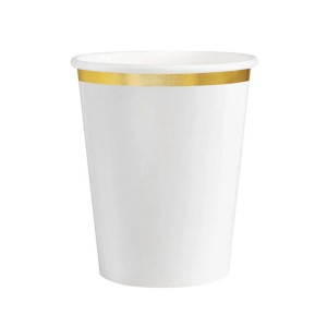 KUBECZKI PAPIEROWE KUBEK BIAŁY CLASSIC GOLD 220ML 6SZT