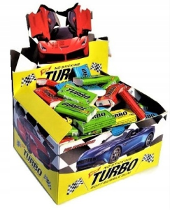 GUMA DO ŻUCIA TURBO Z OBRAZKAMI AUT OPAK (100SZT)