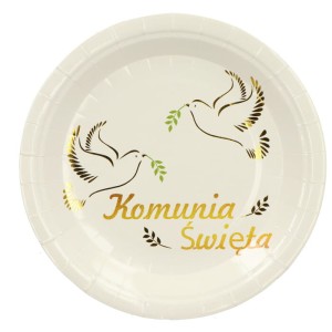 TALERZYKI PAPIEROWE KOMUNIJNE KOMUNIA ŚWIĘTA (17CM) 6SZT