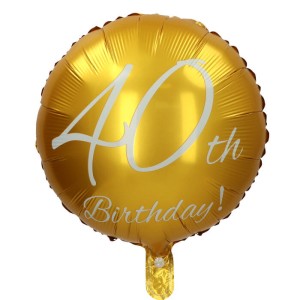 BALON FOLIOWY 18" NA 40 URODZINY 40TH BIRTHDAY ZŁOTY