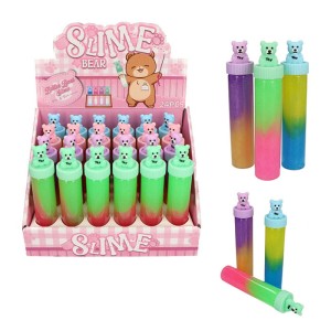 TĘCZOWY GLUTEK SLIME Z BROKATEM MIŚ 24SZT