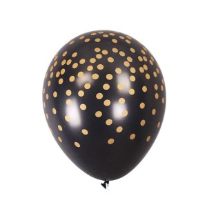 BALONY LATEKSOWE 12" CZARNE W ZŁOTE KROPKI 100SZT