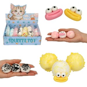 GNIOTEK SQUISHY ANTYSTRESOWY ZWIERZĄTKA OCZY MIX 16SZT