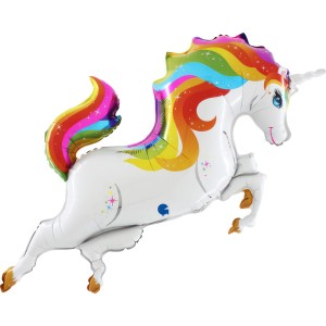 BALON FOLIOWY GRABO 14" JEDNOROŻEC TĘCZOWY RAINBOW UNICORN MINI