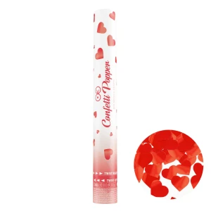 KONFETTI WYSTRZAŁOWA TUBA Z KONFETTI SERCA CZERWONE METALICZNE 20g 40CM