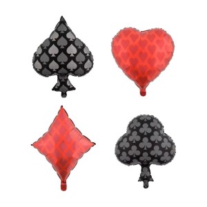 BALON FOLIOWY KARTY KASYNO ZESTAW 4SZT