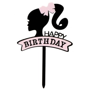 TOPPER URODZINOWY HAPPY BIRTHDAY CZARNO RÓŻOWY