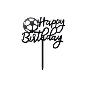 TOPPER NA TORT HAPPY BIRTHDAY PIŁKA NOŻNA CZARNY