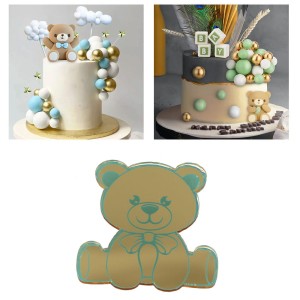 TOPPER NA TORT BABECZKI MIŚ MISIE ZŁOTE 5SZT BABY SHOWER