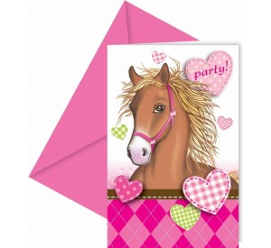 ZAPROSZENIA Z KOPERTĄ DECORATA HORSES 6SZT
