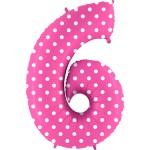 BALON 102CM CYFRA RÓŻOWA KROPKI 6