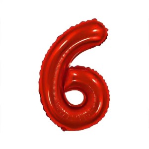 BALON FOLIOWY 80CM CYFRA 6 CZERWONA