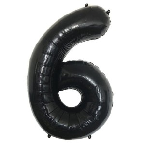 BALON FOLIOWY 80CM CYFRA 6 CZARNA