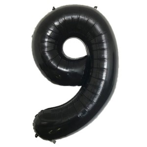 BALON FOLIOWY 80CM CYFRA 9 CZARNA