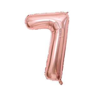BALON FOLIOWY 80CM CYFRA 7 GOLD ROSE