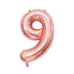 BALON FOLIOWY 80CM CYFRA 9 GOLD ROSE