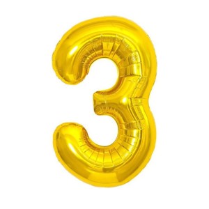 BALON FOLIOWY 100CM CYFRA 3 ZŁOTA
