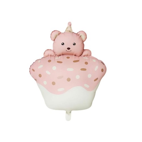 BALON FOLIOWY MUFFINKA Z MISIEM