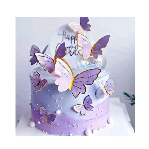 MOTYLE DEKORACYJNE NA TORT FIOLETOWE OPAK.20SZT