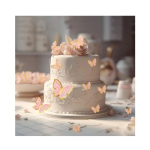 MOTYLE DEKORACYJNE NA TORT RÓŻOWE OPAK.20SZT