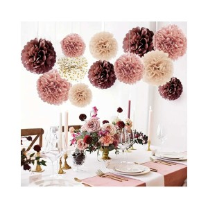 GIRLANDA DEKORACJE WISZĄCE POMPONY RÓŻOWE 12SZT