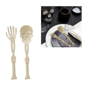 SZTUĆCE NA HALLOWEEN ŁYŻKA, WIDELEC CZACHA SZKIELET 6SZT