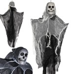DEKORACJA UPIORNA ZJAWA Z CZACHĄ CZASZKA NA HALLOWEEN